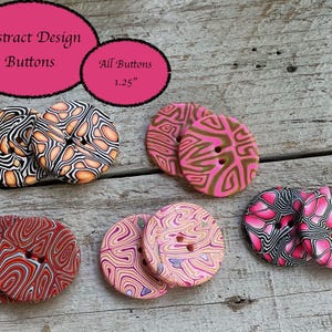 Large Artisan Buttons: Colorful Abstract Designs Polymer Clay Buttons