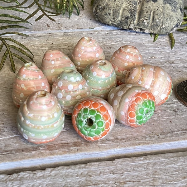 Spring Acorn Beads set of 8