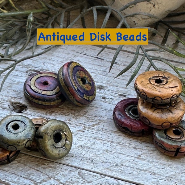 Antiqued Rustic Flat Beads