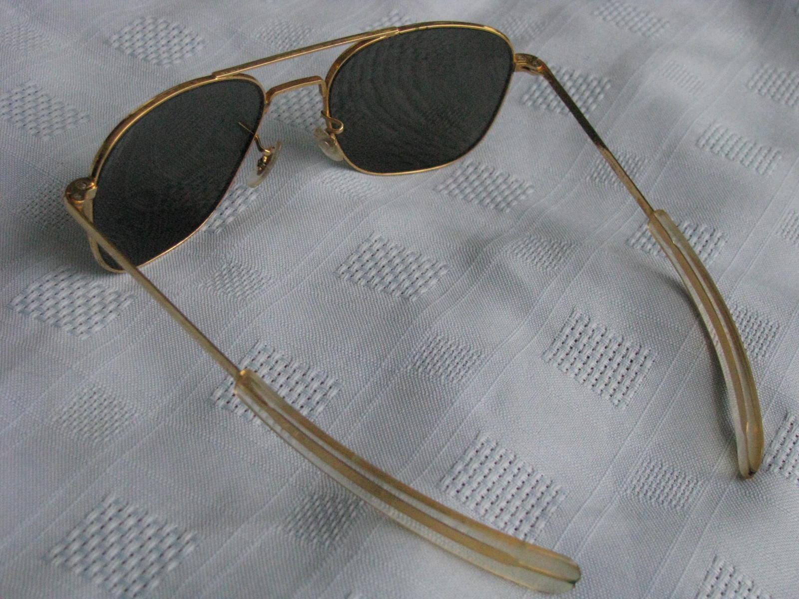 5-1/2 Randolph Eng USA Aviator Sunglasses 23k Yellow Gold Plated 