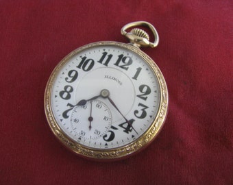 Reloj de bolsillo antiguo Illinois Bunn Special de 1925, 16s 21j 10k YGF