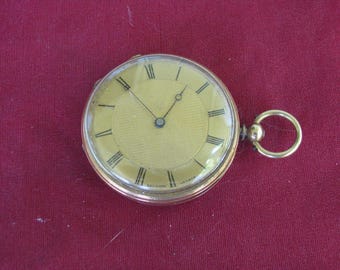 Vintage Lecomte Geneve Swiss 6s 6j Open Face 18K Gold Pocket Watch, Parts/Repair