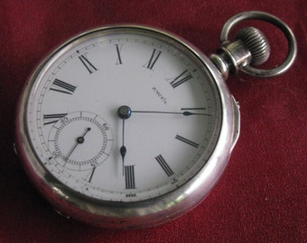 Antique Waltham Bond St. 14s 7j Coin Silver Pocket Watch, ca 1885-1886