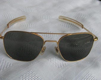 5-1/2 Randolph Eng USA Aviator Sunglasses 23k Yellow Gold Plated
