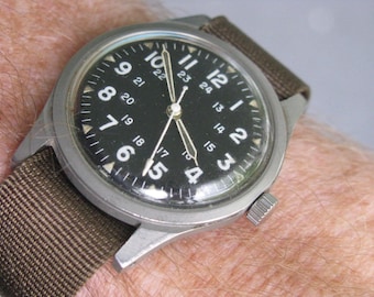 Vintage Benrus MIL-W-3818B US-Militär-Hack-Armbanduhr, 1965, Vietnamkriegszeit