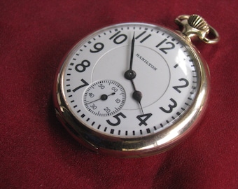 Orologio da tasca Hamilton 992 21j 16s Railroad, cassa riempita in oro giallo