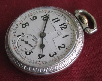 Hamilton 992B 21j 16s Railroad Reloj de bolsillo, modelo 14, caja de níquel cromado