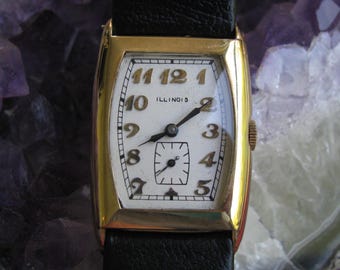 Illinois Rockliffe Vintage Solid 14k Yellow Gold Deco Wrist Watch