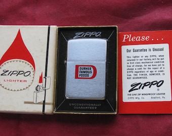 Zippo Lighter 1964 Advertising "Durkee Famous Foods," Unifred, MIB