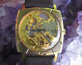Vintage Royce Swiss Gold Plated Skeleton Wrist Watch