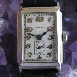 Hamilton ANDREWS Vintage Solid 14K White Gold Art Deco Wrist Watch