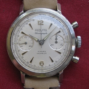 Vintage Provita Stainless Steel Chronograph Wrist Watch, Venus 188