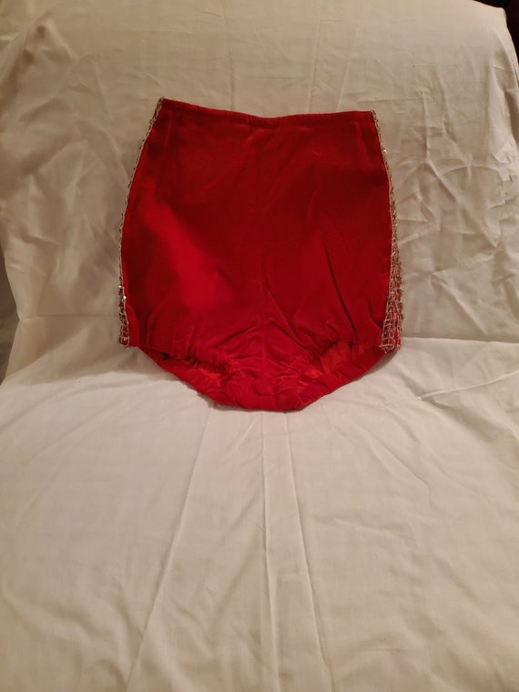 Vintage red velvet showgirl shorts//1950s/1960s re