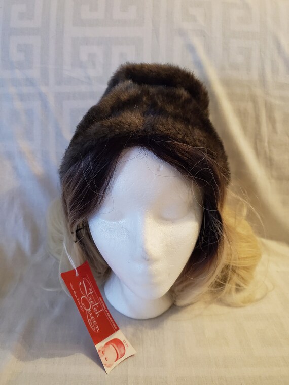 Vintage 1950s/1960s NOS gray fuax fur hat//1950s g