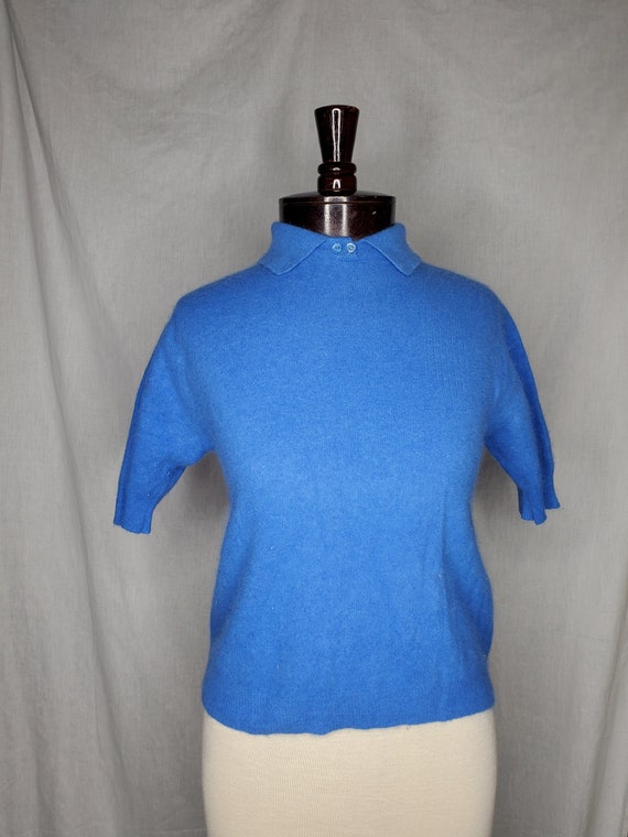 Vintage 1940s/1950s blue angora sweater//Vintage 1