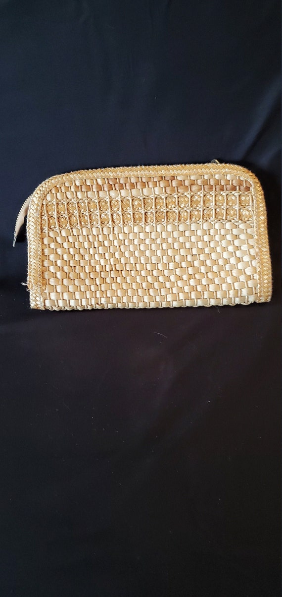 Vintage 1940s/1950s woven wicker clutch//1940s wov