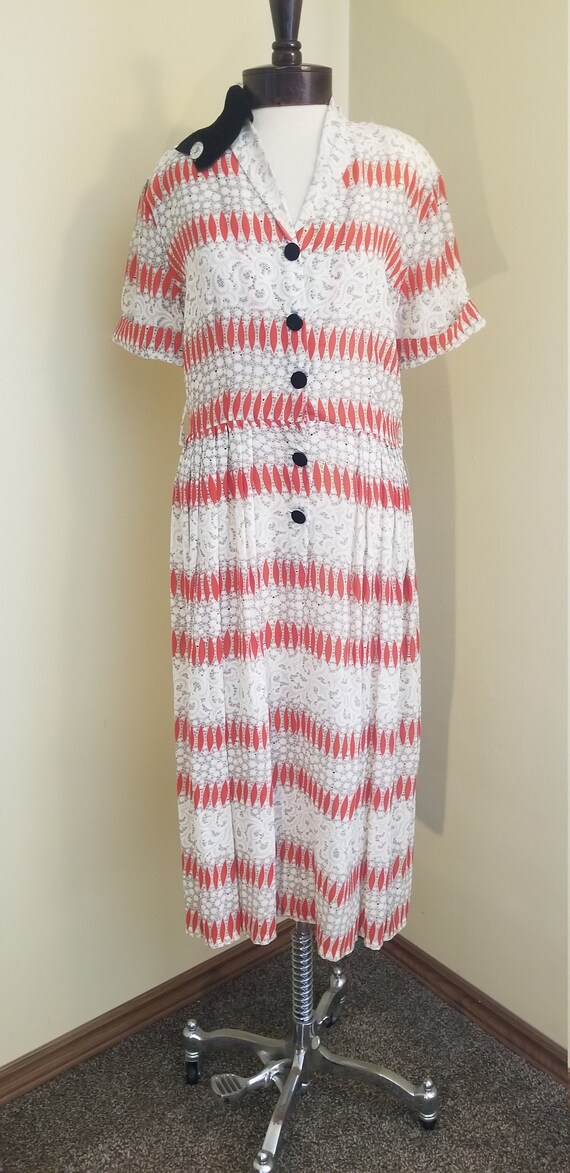 Vintage 1940s art deco dress// 1940s chiffon deco