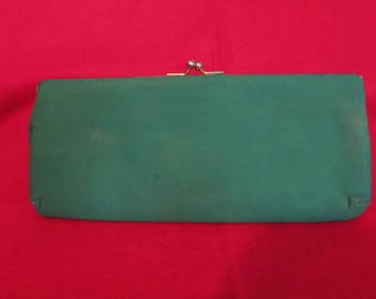 Vintage 1940s kelly green clutch hangbag/evening bag