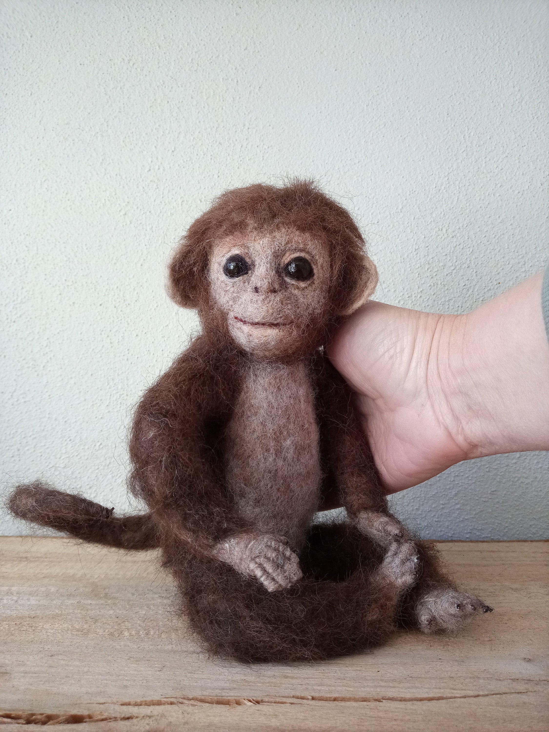 Needle felted monkey cute realistic baby monkey felted animal art doll