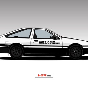 Printable Automotive Art, AE86 Panda Trueno Print, Digital Download, 36x24 Wall Art, Illustration