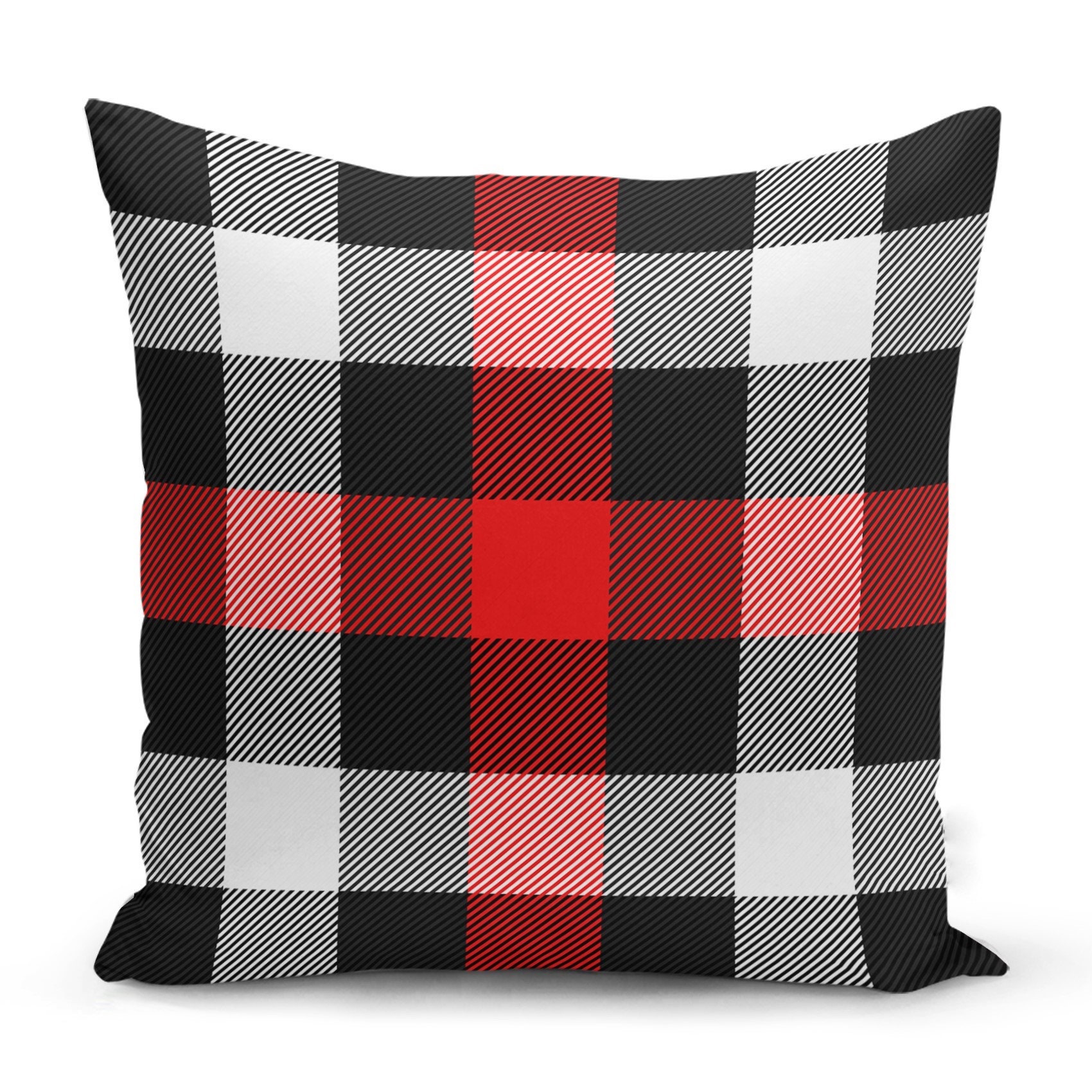 Set of 2 Tartan Plaid Decorative Throw Pillow Cushion Covers Red Black White Set of 2 Tartan Plaid Decorative Throw Pillow Cushion Covers Red Black White