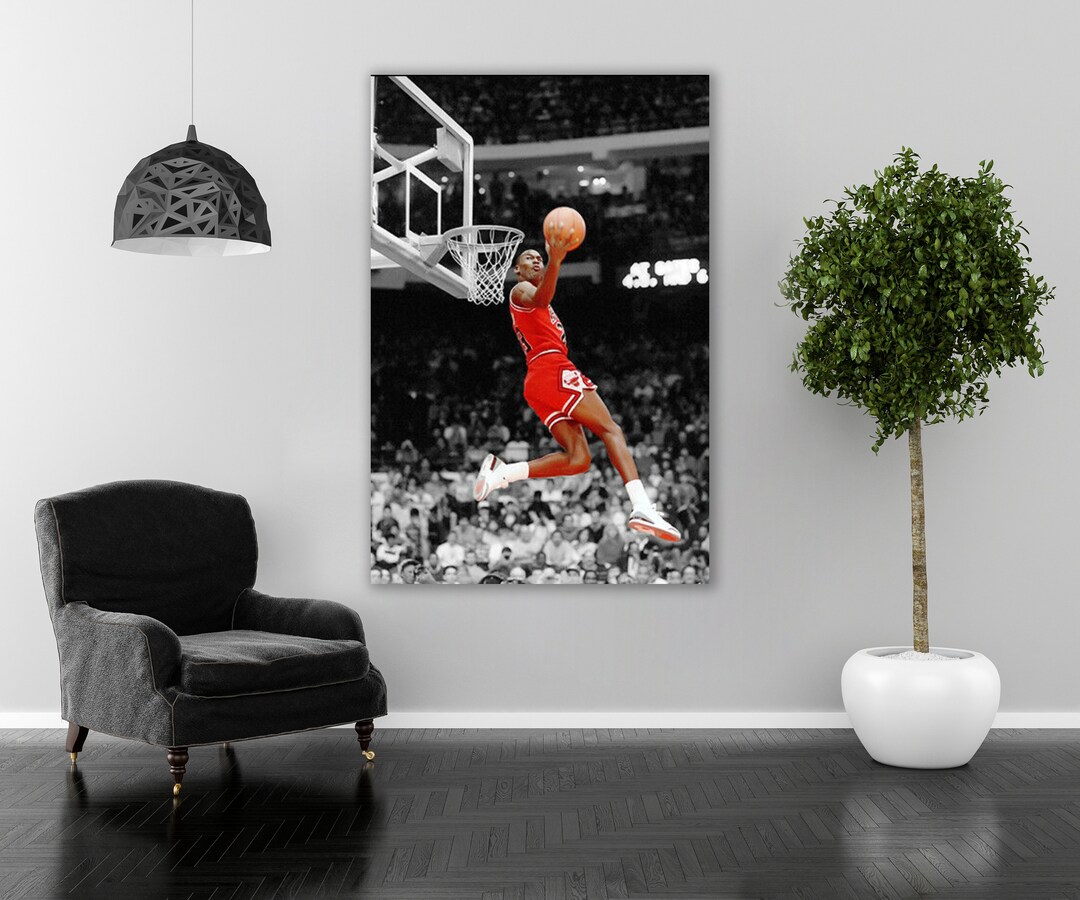 Michael Jordan Wall Art Michael Jordan Dunk Canvas Print Etsy