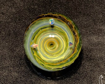 Portals - 2023 #7 - 1.95" - Handmade Borosilicate Glass Marble, UV, Gilson Opal, Gold & Silver Fume, Collectible Marble, Heady, Orb, Sphere