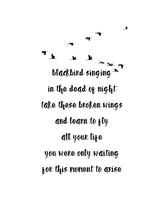 Blackbird Beatles Art, DIGITAL DOWNLOAD, Music Lyrical Art