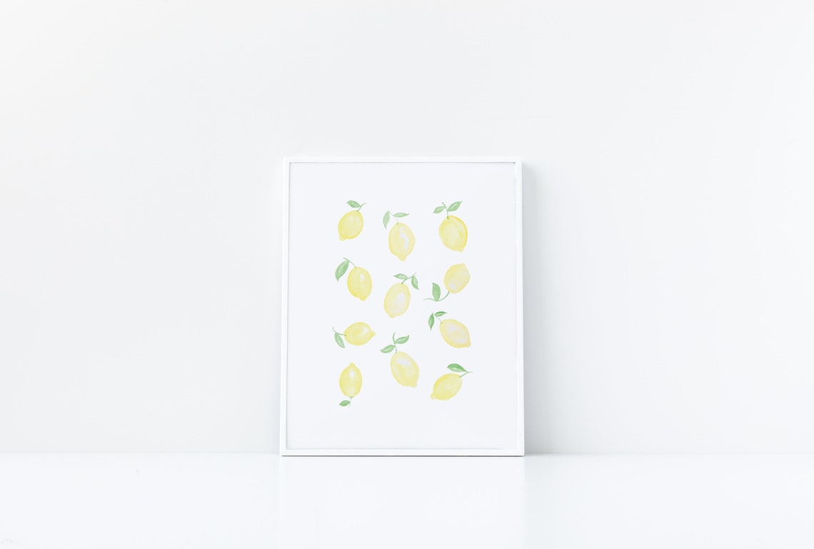 Watercolor Lemons Printable, Digital Download, Kitchen Decor, Fruit Art