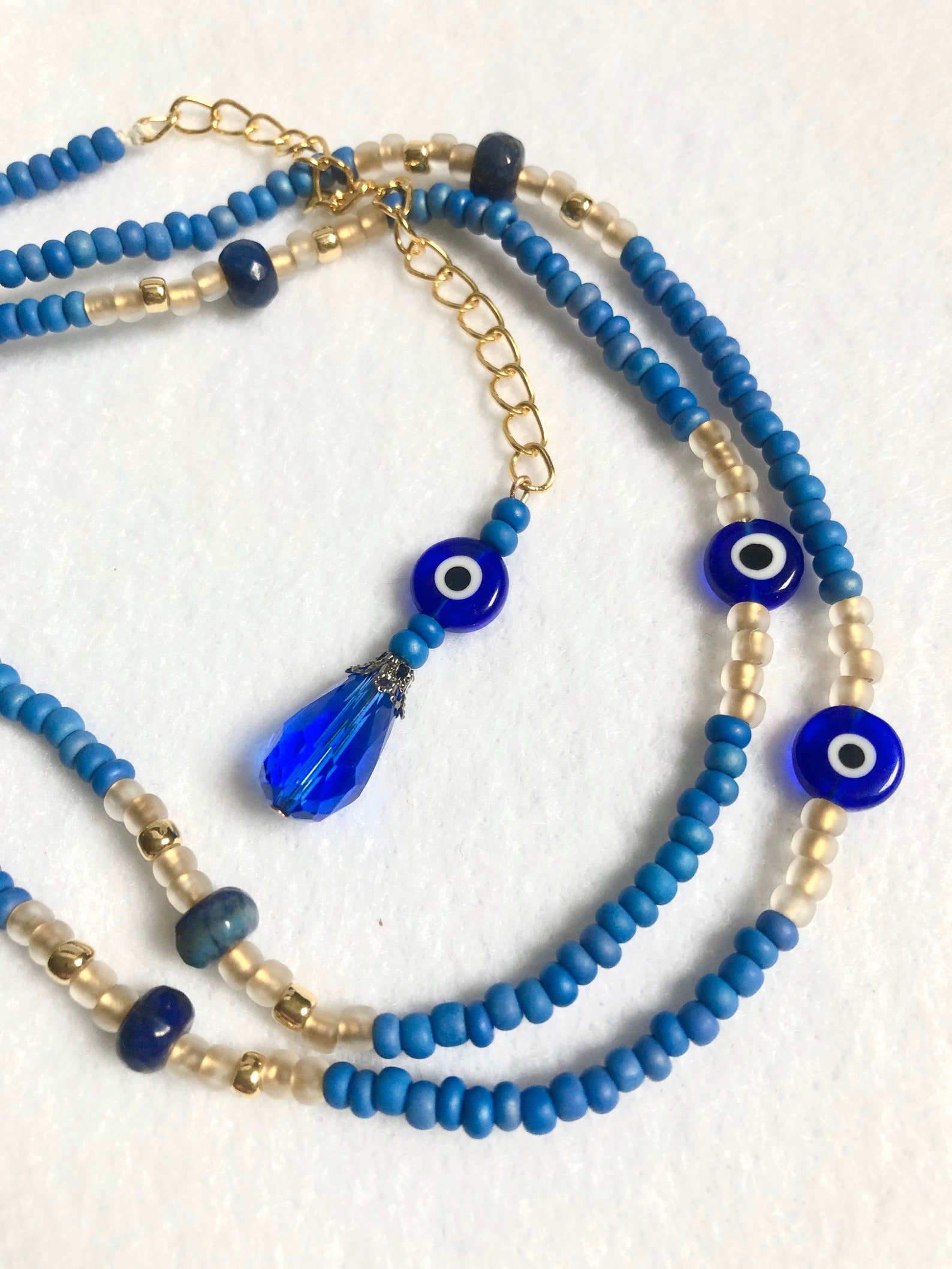Blue Evil Eye Waist/Hip Beads with Sodalite Crystals Etsy
