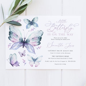 Butterfly Baby Shower Invitation Template, Editable Invitation, Butterfly Kisses, Instant Download, Printable, Butterfly Invite, #2, BD120
