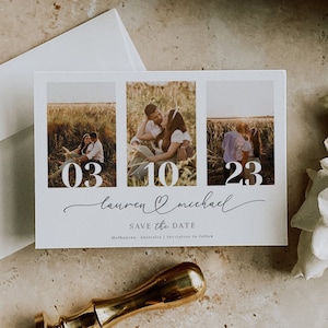 Photo Save The Date Template, Multiple Photos Save The Date, Modern Minimal Save The Date, Printable Save Our Date, DIY Date Announcement