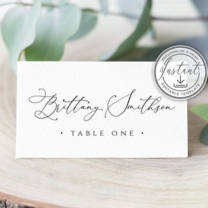 Editable Wedding Place Cards Template, Wedding Name Cards, Modern Rustic, Instant Download, Printable Place Cards, Wedding Table Decor, BD50