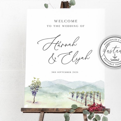 Vineyard Wedding Invitation Editable Template Winery Wedding - Etsy