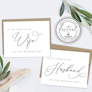 Plantillas de tarjetas para el día de la boda, Para mi futura esposa, Para mi futuro esposo, Imprimibles, Descarga instantánea, Juego de 2, BD61