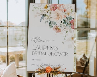Wildflower Welcome Sign Editable Template, Wildflower Bridal Shower Signage, Garden Flowers Shower Sign, Printable Sign, Spring Shower BD162