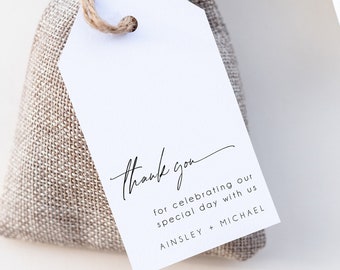 Minimalist Thank You Gift Tag Template, Modern Thank You Favors, Instant Download, Editable Gift Tag, Printable Thank You Tag, Minimal BD115