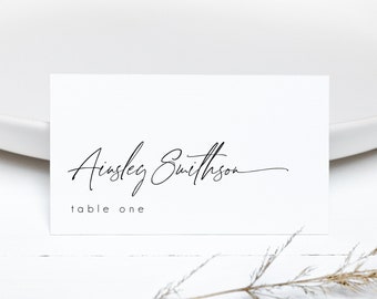 Minimalist Wedding Place Card, Editable Wedding Name Card Template, Instant Download, Modern Wedding Card, Printable Place Cards, BD115