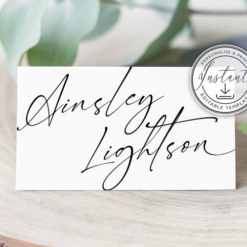 Place Cards Printable INSTANT DOWNLOAD Wedding Name Cards | Etsy