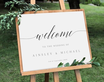 Rustic Large Wedding Welcome Sign Editable Template, Custom Wedding Sign, Welcome Sign, Printable Wedding Sign, Instant Download, BD72