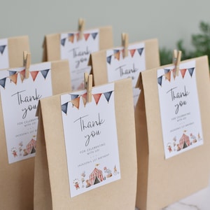 Circus Thank You Gift Tag Template, Circus Birthday Party Favors, Carnival Themed Party Favors, Printable Thank You Favors Circus Tent BD176