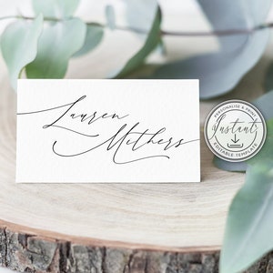 Bearbeitbare Hochzeit Tischkarten Vorlage, Hochzeit Namenskarten, moderne rustikale, sofortige Download, druckbare Tischkarten, Hochzeit Tisch Dekor, BD50