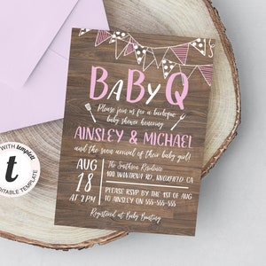 Girls Rustic Baby Q Baby Shower Invitations With Envelopes Backyard BBQ Baby Shower Invitations For Girls 
