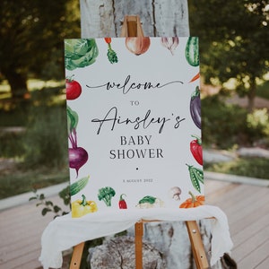 Lokal gewachsenes Babyparty-Willkommensschild, bearbeitbares Willkommensschild, Bauernmarkt-Babypartybeschilderung, sofortiger Download, Picknick-Baby, BD131