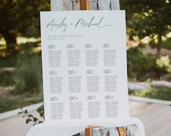 Minimalist Seating Chart Template, Editable Seating Chart, Modern Wedding Seating Chart Board, Instant Download, Wedding Table Poster, BD115