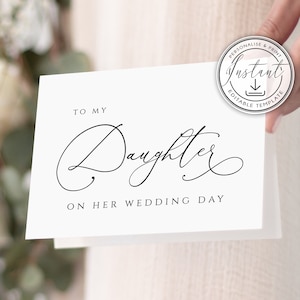 Modelo de cartão de casamento para minha filha, download instantâneo, cartões de casamento para impressão, casamento moderno, cartões de casamento, para minha filha, BD61