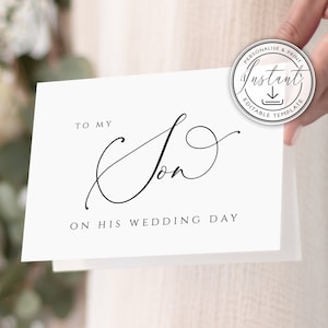 Plantilla de tarjeta de boda para mi hijo, descarga instantánea, tarjetas de boda imprimibles, boda moderna, tarjetas de boda, para mi hijo, BD61