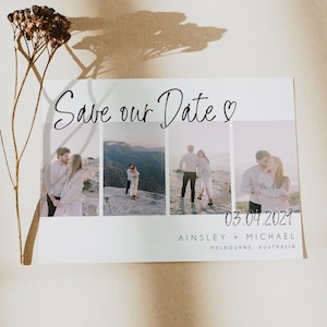 Rustic Photo Save the Date Editable Template, Printable Save The Date, Multiple Photos Save Our Date, DIY Date Announcement, Templett, #2