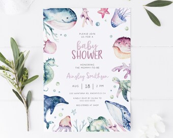 Personalized Welcome Sign Baby Shower Table Sign Sea Starfish Ocean Animals Beach Shower MER1 Mermaid 8x10 Printable Shower Decor