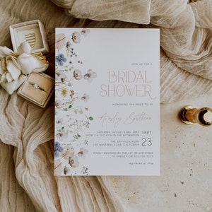 Wildflower Bridal Shower Editable Invitation Template, Bohemian Bridal Shower Invite, Floral Spring Bridal Shower, Printable Invite, BD151